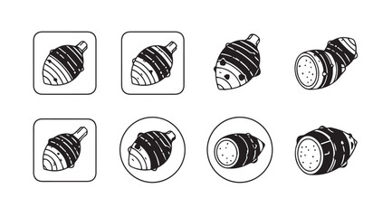 Collection of hand drawn chocolate covered strawberry and pastry silhouettes