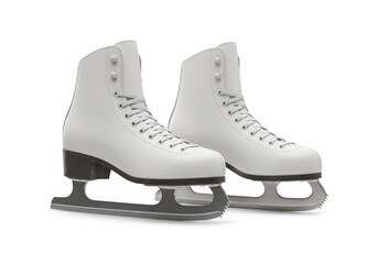a pair of ice skates white leather boots silver