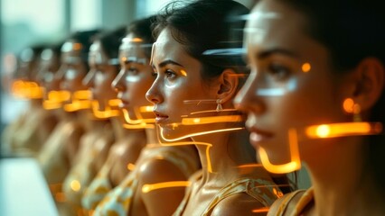 Combining multiple character images with technological lighting effects