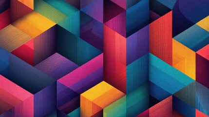 Abstract geometric pattern with vibrant colors and 3D effect.