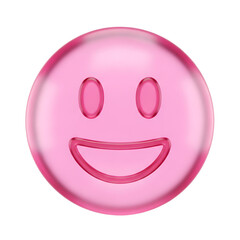 Fototapeta premium Pink Happy Emoji, Smiling Face Icon.