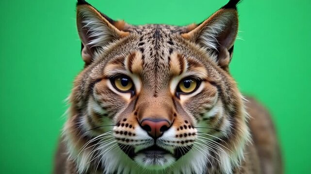 Intense lynx gaze, sharp focus on piercing golden eyes and detailed fur texture creates a captivating wildlife portrait full of animal instinct