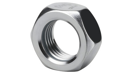 Polished steel hex nut for industrial bolting and fastening applications with clean threads