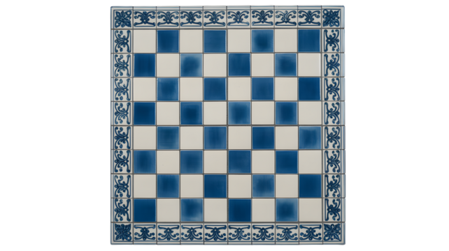 Elegant ceramic chessboard offers strategic thinking, perfect for game enthusiasts and designers