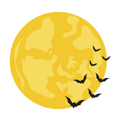Halloween Bats and Moon