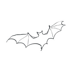 A simple hand-drawn sketch of a flying bat.