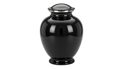 Fototapeta premium Elegant black funeral cremation urn for ashes as a memorial to remember a loved one