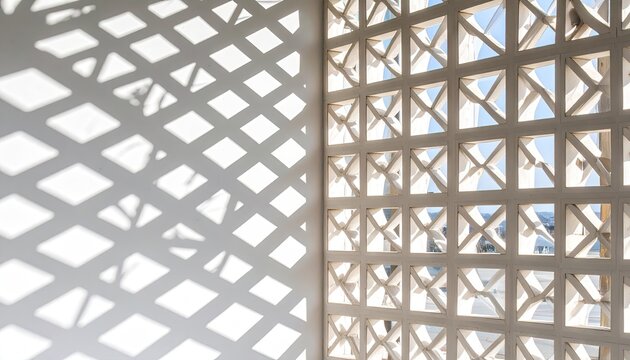 White Lattice Window Pattern with Diagonal Shadows - Powered by Adobe