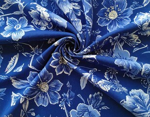 Blue Floral Fabric Swirl Texture
