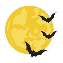 Halloween Bats and Moon