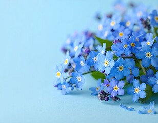Blue Forget Me Nots on Light Blue Background