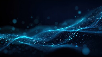 Abstract digital wave of glowing particles