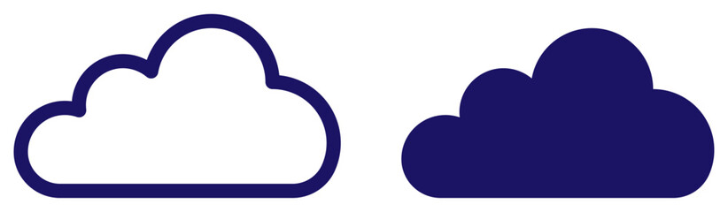 Cloud drive storage or cumulus cloud line and fill icon set vector. Two cloud icon set for apps. cloud, drive, storage, backup, cloudy, hard disk drive, software, computer, database, upload, 