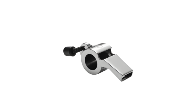 Sleek chrome whistle ready for referees, coaches, lifeguards, and essential safety equipment