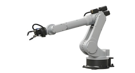 Industrial Robot Arm on White Background | Modern Automation for Manufacturing, Engineering and Technology Applications