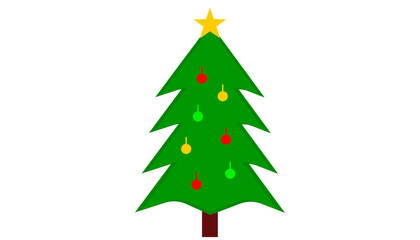 Decorated Christmas Tree with Star and Ornaments – Festive Holiday Vector Illustration