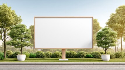 Fototapeta premium Blank roadside billboard mockup on urban street with clear sky and empty space for advertisement or promotional content