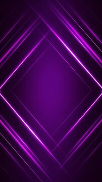 Abstract Luminous neon purple lines form a diamond frame on a dark purple gradient background, creating a futuristic and modern design