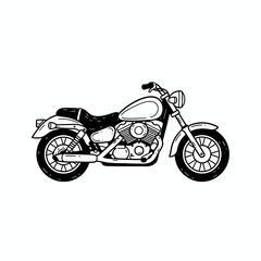 Obraz premium A detailed line drawing of a classic motorcycle, showcasing its components in a side view.