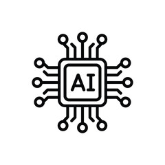 Artificial intelligence chip icon with ai text