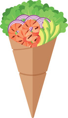 Fresh and vibrant shrimp avocado salad served in a unique edible cone.