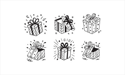 Gift Box Sketch Silhouette