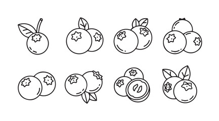 Collection of hand drawn blueberry illustrations in a simple silhouette style © Tanvir