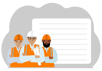 Engineer near the construction crane. Builder holding blueprints near construction machinery.