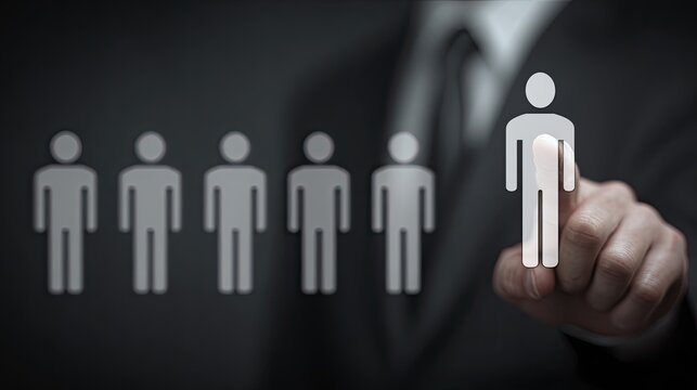 Businessperson selecting a candidate from a group