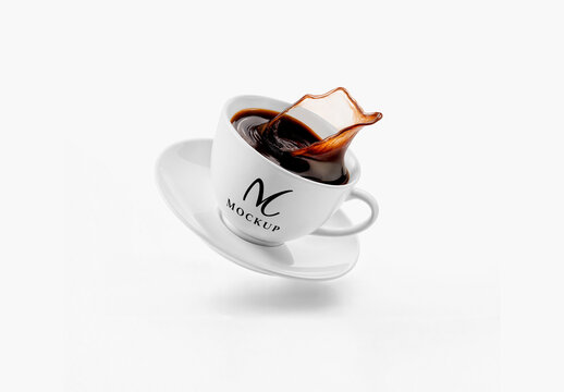 Cup Coffee with Splash Mockup
