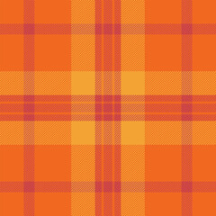 Japanese check tartan vector, hispanic fabric background seamless. Diamond textile texture pattern plaid in orange and red colors.