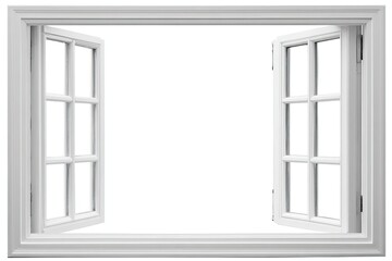 Obraz premium White double-hung window open, framing empty space