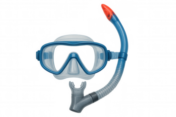 Snorkeling mask and tube set isolated on a transparent background, ideal for underwater exploration and aquatic adventures