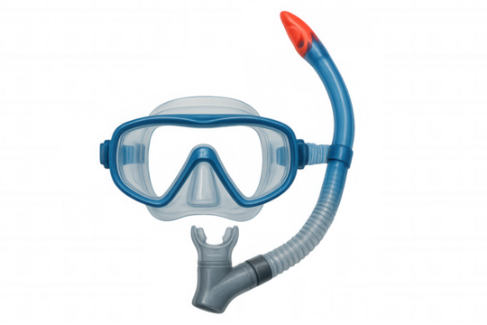 Snorkeling mask and tube set isolated on a transparent background, ideal for underwater exploration and aquatic adventures
