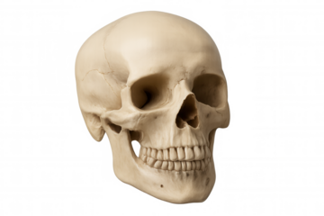 Human skull isolated on transparent background, perfect for medical, educational, or halloween projects