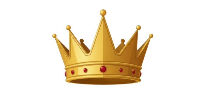 Golden crown with red jewels, illustration. - Powered by Adobe
