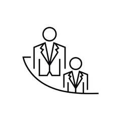 Business growth and decline icon with two figures