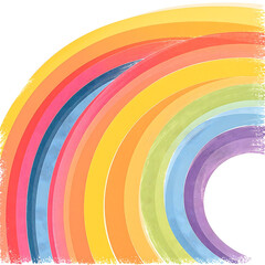 Fototapeta premium Abstract watercolor rainbow arc with a vibrant spectrum of flowing colors, hand-painted design on a white background