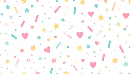Pastel confetti pattern on white background