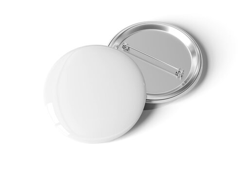 Badges isolated on transparent background. Black button pins with shadows. 3D rendering