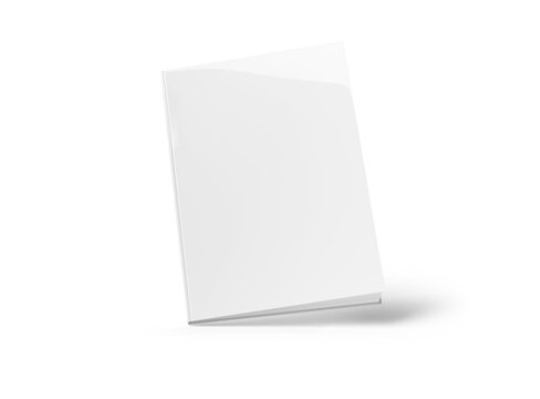Floating white book on transparent background. Isolated blank book cover mockup 3D rendering