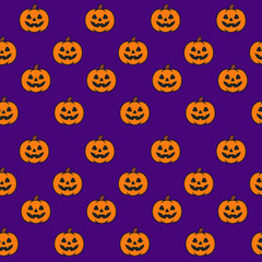 Halloween vector seamless pattern with pumpkins treack or treat