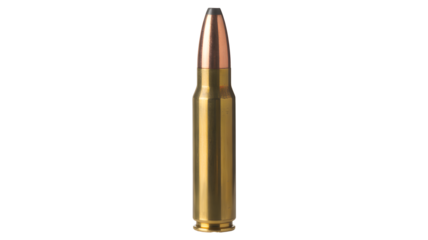 Powerful rifle bullet ready for action, precision ammunition for shooting sports and hunting