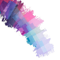 Obraz premium Abstract artistic background featuring a vibrant diagonal brush stroke composed of overlapping, textured geometric squares in a cool color palette