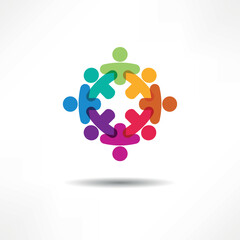 Colorful design representing unity and diversity among people in a circular formation celebrating collaboration and connection