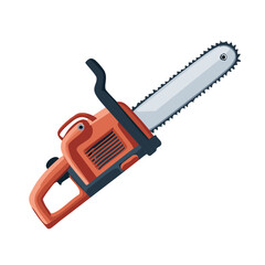 Vector illustration of a chainsaw, power tool for woodcutting and forestry on white