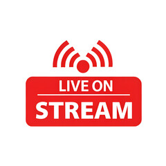 Live on stream red sign isolated on transparent background