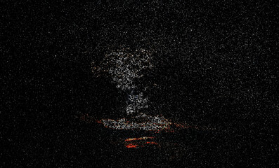 Space star shape sky night background, black starry cosmos abstract pattern dark blue science, textile cosmic galaxy astronomy decoration fantasy wallpaper landscape.