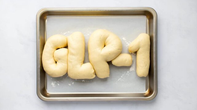 GLP-1 dough letters, weight loss therapy, hormone treatment concept, GLP-1 diet, baking tray background, metabolic health, hormone-based nutrition