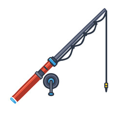 Isolated illustration of fishing rod for angling hobby and outdoor recreation